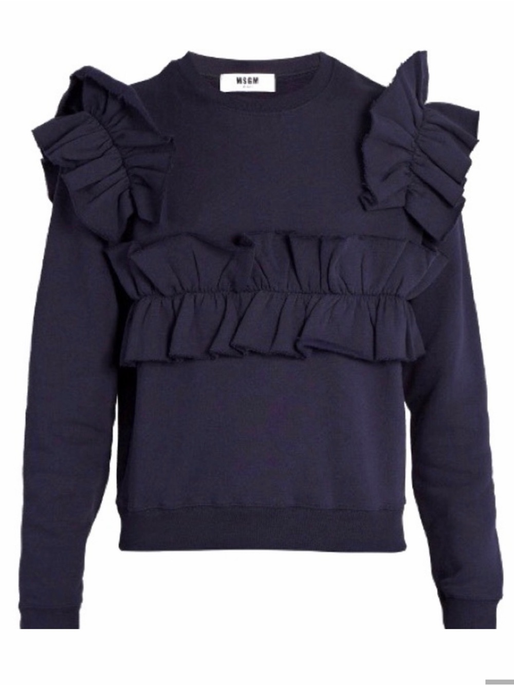 MSGM Navy Ruffled Cotton
Sweatshirt